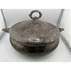Vintage The Sheffield‎ Silver Co. Silverplate Double Handle Round Casserole Dish